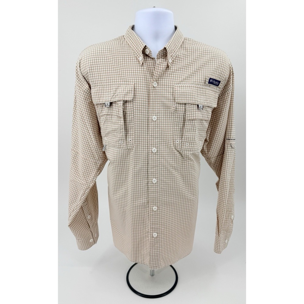 Columbia PFG Super Bahama" L/S Shirt Sorbet Gingham Plaid Vented Men's XL